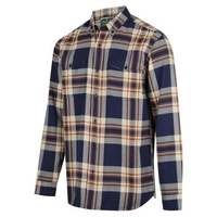 Thumbnail for Ridgeline Organic Check Shirt Navy And Brown XL - RLCCSBCBLU4