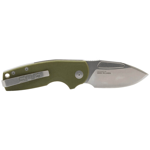 SOG Stout SJ Folding Knife in Olive Drab G10 and Stonewash - SOG16-03-01-57