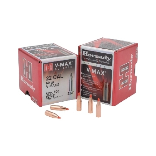 Hornady .224 22 cal 60 grain V-MAX Bullets 100 pack - 22281