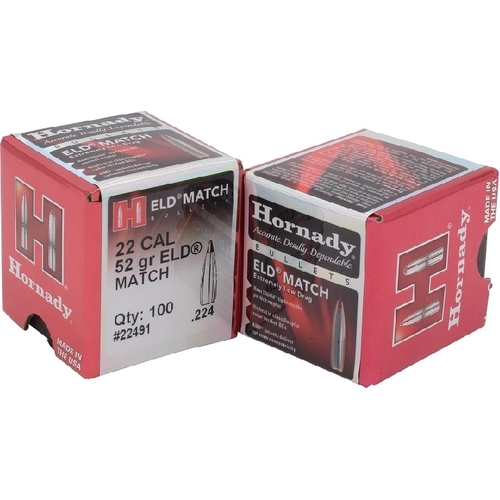 Hornady .224 22 cal 52 grain ELD-M Match Bullets 100 pack - 22491