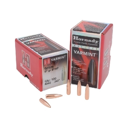 Hornady .243 6mm 87 grain BTHP Match Bullets 100 pack - 2442