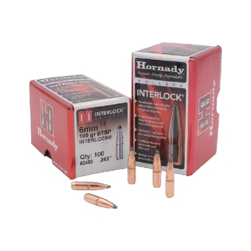 Hornady .243 6mm cal 100 grain BTSP Interlock Bullets 100 pack - 2453