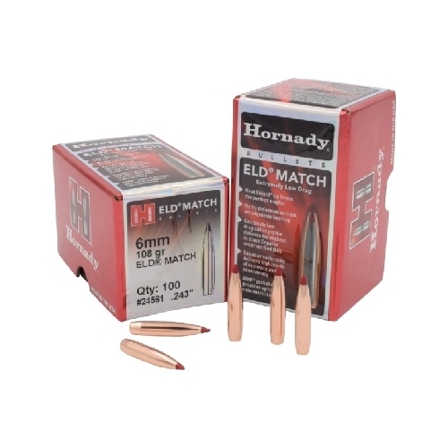 Hornady .243 6mm 108 grain ELD-M Match Bullets 100 pack - 24561