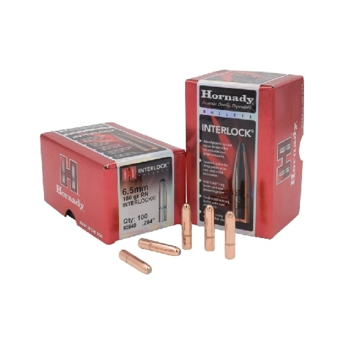 Hornady .264 6.5mm 160 grain RN Interlock Bullets 100 pack - 2640