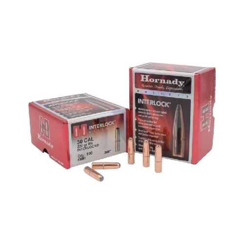 Hornady .308 30 cal 220 grain RN Interlock Bullets 100 pack - 3090