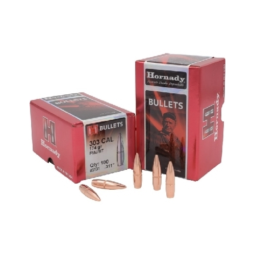 Hornady .3105 303 cal 174 grain FMJ-BT Bullets 100 pack – for 303 British - 3131