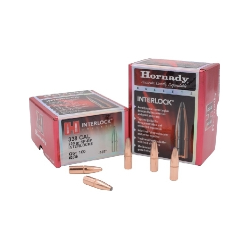 Hornady .338 338 cal 250 grain SP Interlock Bullets 100 pack - 3335