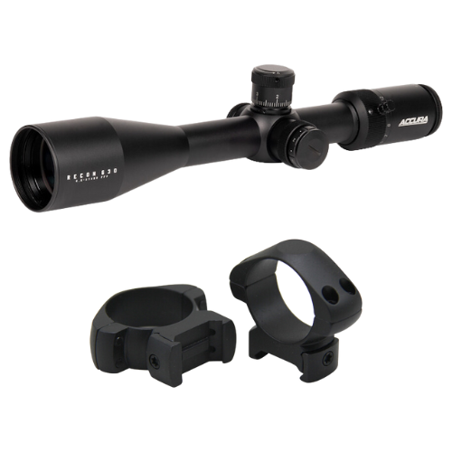 Accura Recon 4.5-27x50 30mm TH illuminated FFP Zero Stop Riflescope And Accura 30mm Low Steel Rings Weaver/Picatinny