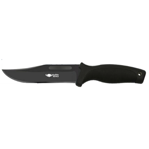 Buffalo River 5.5" Maxim Bowie Fixed Blade Knife with No Slip Handle in Black - BRKM110