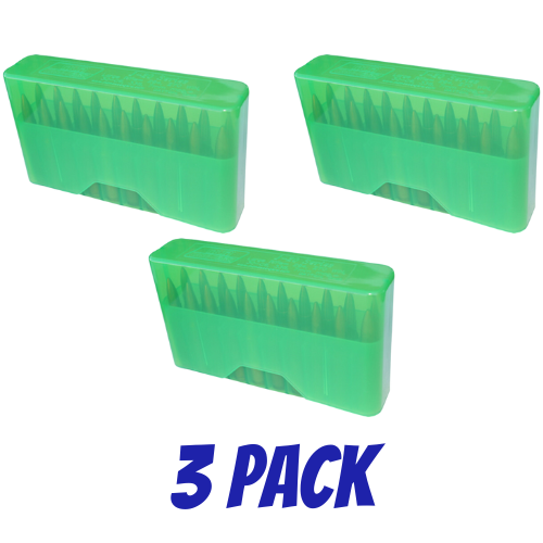 MTM Slip-Top Rifle Ammo Box 3 PK - 20 Round 30-06 30-30 270 Win Clear Green J20-L-16-3PK