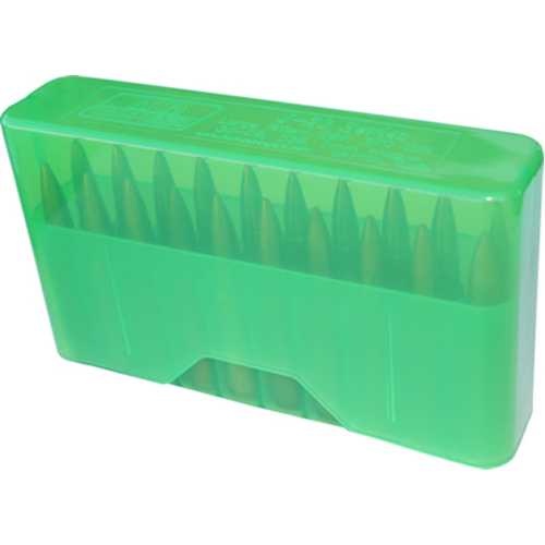 MTM Slip-Top Rifle Ammo Box - 20 Round 30-06 30-30 270 Win Clear Green J20-L-16