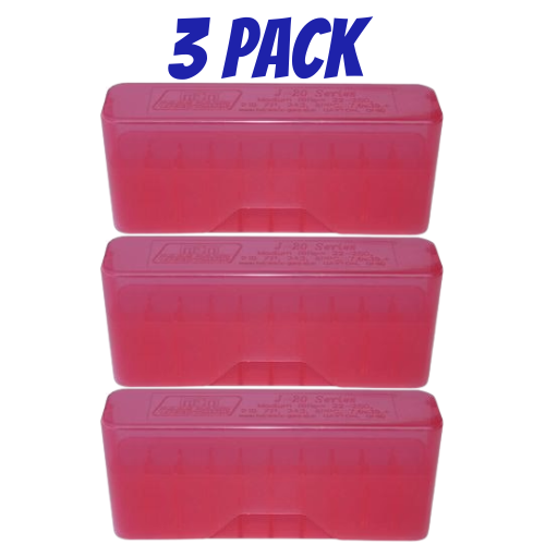 MTM Slip-Top 20 Round Rifle Ammo Box 3PK 308 30-06 270 Win Clear Red J20-L-29-3PK