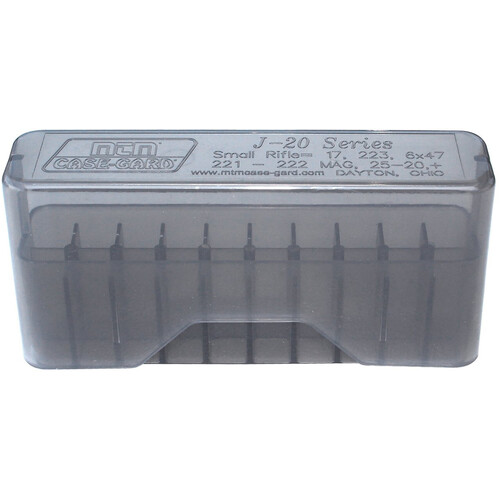 MTM Slip-Top Rifle Ammo Box - 20 Round 223 Rem, 204 Ruger, 222 Rem Mag - Smoke J20-XS-41