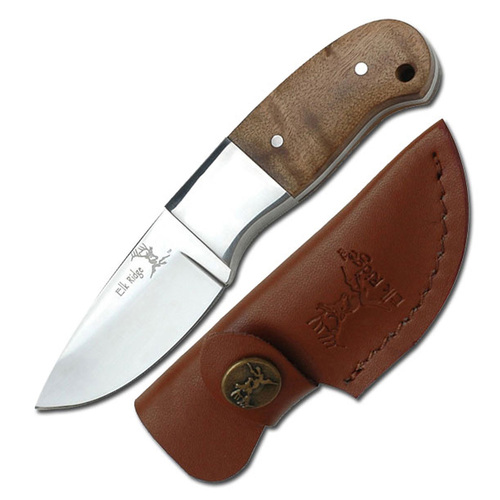 Elk Ridge Burl Wood Handle Hunting Knife - K-ER-111