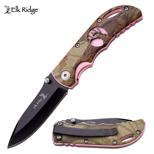 Elk Ridge Pink & Camo Pocket Knife - K-ER-134CA