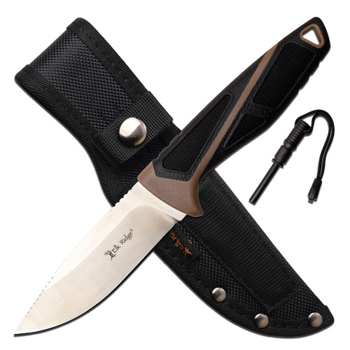 Elk Ridge Rubber Grip Knife w Firestarter - K-ER-200-23BR