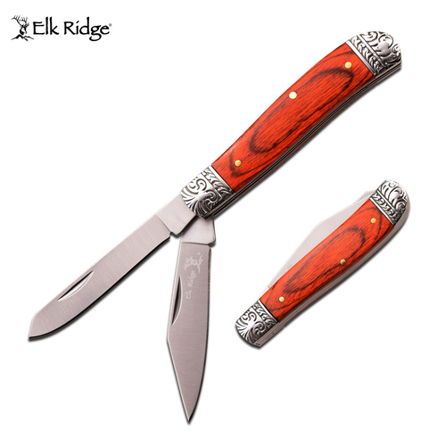 Elk Ridge Twin Blade Gentleman's Knife - Brown - K-ER-220DB