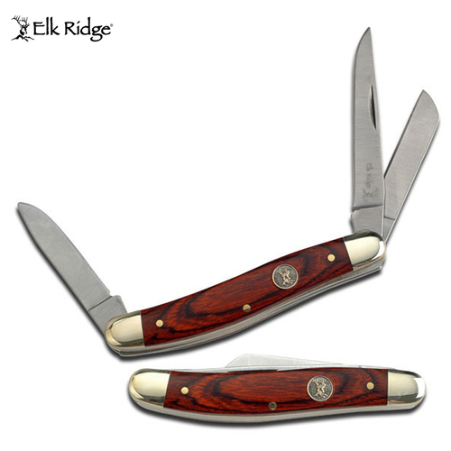 Elk Ridge Pakkawood 3 Blade Pocket Knife - K-ER-323W