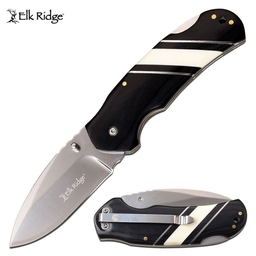 Elk Ridge Black & White Pocket Knife - K-ER-949BK