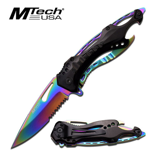 MTech Rainbow Half Serrated Pocket Knife - K-MT-705RB