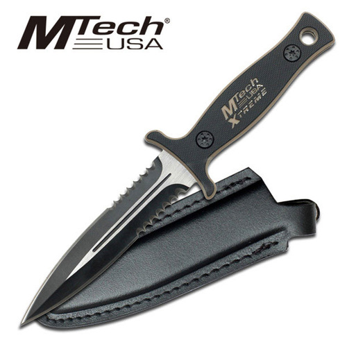 M-Tech Xtreme Tan Double-Edged Part-Serrated Knife - K-MX-8059TN