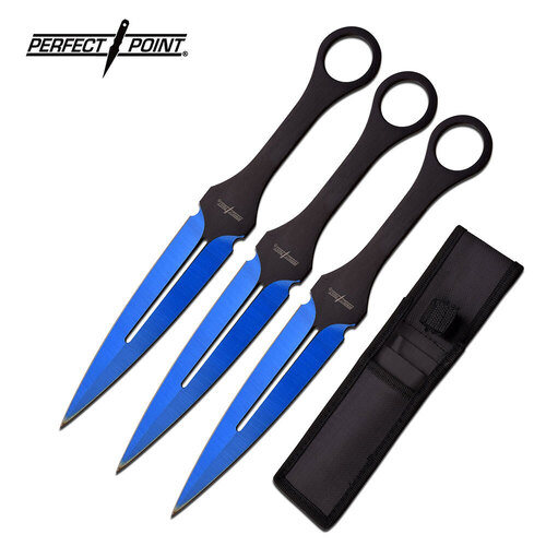 Blue Electro 3pc Throwing Knife Set - K-PP-105BL-7-3