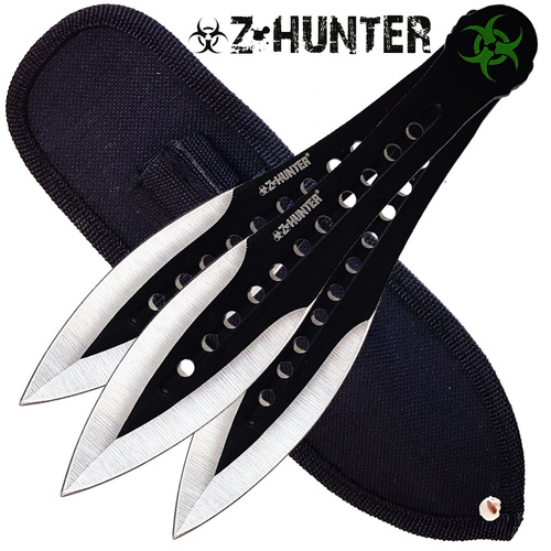 Zombie Throwing Knife 3pc Set - Black - K-ZB-163-3BK