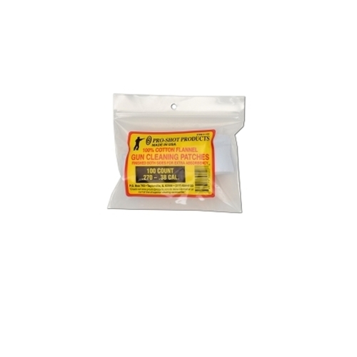Pro-Shot  270-38 Cal Cotton Flannel SQUARE Cleaning Patches 100CT - 102