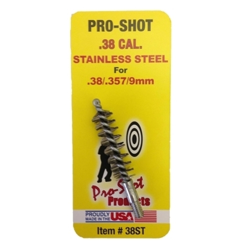 Pro-Shot 9mm/.38 Caliber/.357 Caliber Stainless Steel Pistol Bore Brush  - 38ST