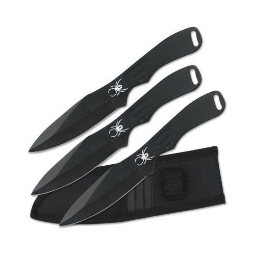 Spider Print Black Throwing Knife Set - K-RC-1793B