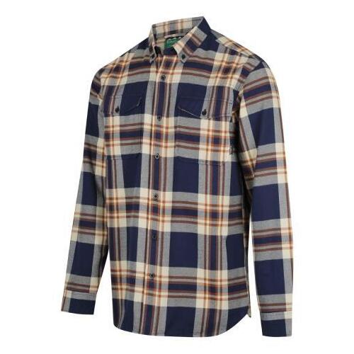 Ridgeline Organic Check Shirt Navy And Brown S  - RLCCSBCBLU1