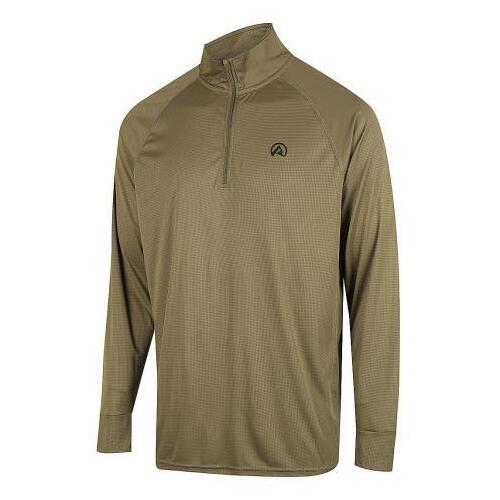 Ridgeline Mens Performance Qtr Zip Top Dark Khaki XS  - RLCLSMLDK0