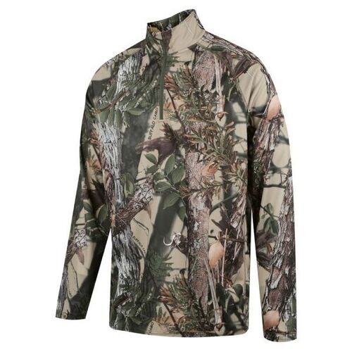 Ridgeline Mens Whanau Quarter Zip Top Buffalo Camo XS  - RLCLSWNX0