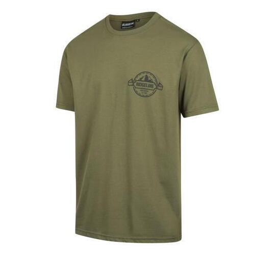 Ridgeline Mens Logo Tee Khaki S  - RLCTSLGK1