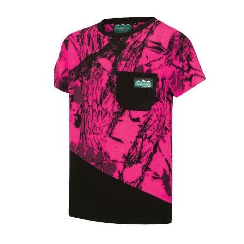 Ridgeline Kids Spliced Tee Hyper Pink Camo/Black (12 Year Old)  - RLKTSSHPXB12