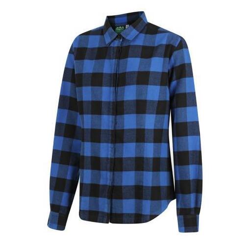 Ridgeline Womens Organic Check Shirt Blue L (14)  - RLLCSOGBLU3