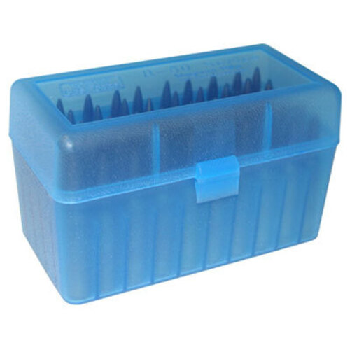 MTM Rifle Ammo Box - 50 Round Flip-Top 22-250 6mm PPC 7mm BR - Blue RS-S-50-24