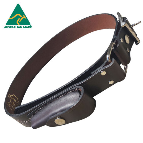 Leather Stockman's Belt w Knife Pouch - 32" - SB32