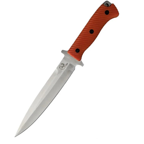 Tassie Tiger Pig Sticker With Leather Sheath - Orange G10 Handle - TTKOP8