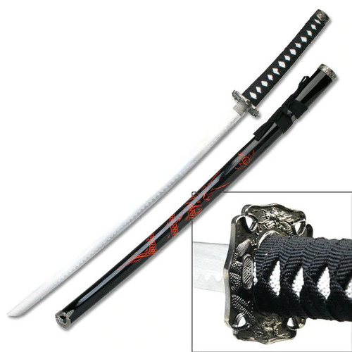 Bushido Red Dragon Black Samurai Katana Sword 40" Overall