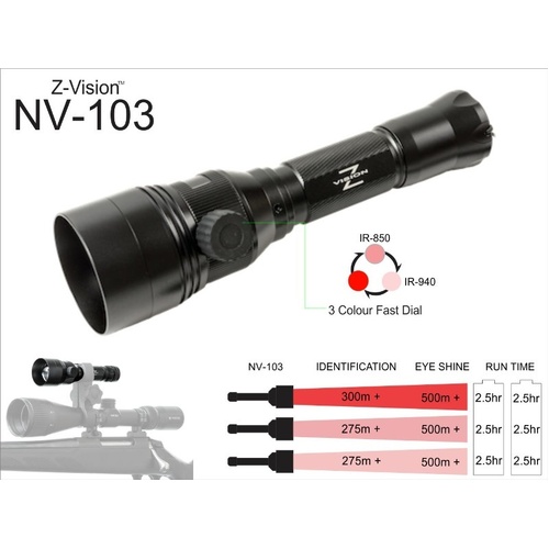 Z-Vision 3 in 1 IR Night Vision Torch with Rifle Mount - ZV-NV-103